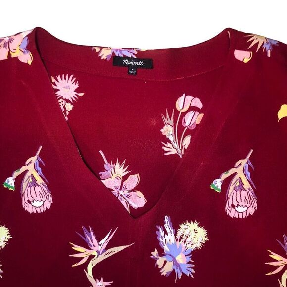 Madewell Novel Mini Dress in Bird of Paradise in Burgundy/Pink/Gold Women’s M - Picture 3 of 9